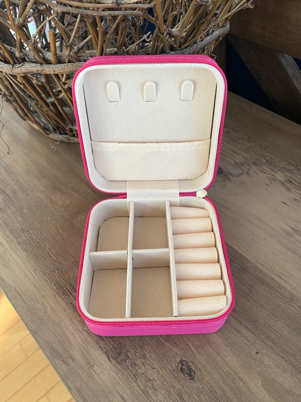 Compact Pink Travel Jewelry Case